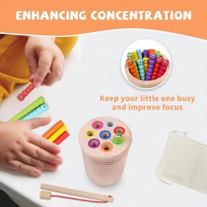 Baby Montessori Toys Magnetic Fishing Game Color Classification Cup Fine Motor Skills Wooden Toy for Children Fishing Toy