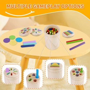 Baby Montessori Toys 4 in 1 Color Classification Cup Fine Motor Skills Preschool Activities Wooden Toy for Children
