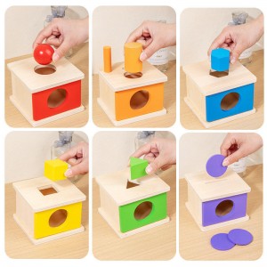 Montessori Educational Toys-Wood Matching Boxes for Early Childhood Kids’ Learning Aids Color & Shape Teaching