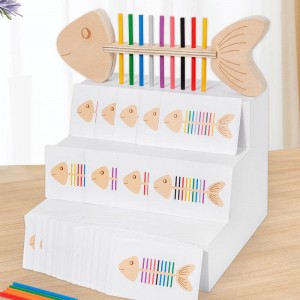 Wooden Fish Bone Stick Matching Puzzle Toy Color & Quantity Recognition Early Kindergarten Kids Montessori Educational Toy