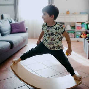 Tabla de equilibrio para niños, [madera natural] Tabla oscilante para niños pequeños, juguete de aprendizaje Montessori de composición abierta, regalos para niños de 3 4 5 6 7 8 años