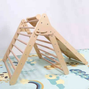Escalador triangular Montessori (2 en 1) – Escalador triangular con rampa y tobogán – Un juego de escalada de madera plegable para escaladores pequeños adecuado para gimnasio de escalada en interiores y exteriores para niños