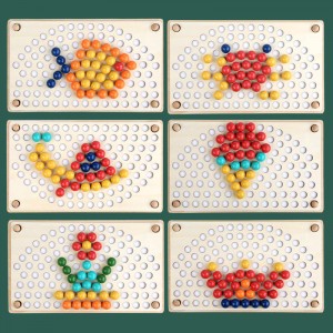 Wooden Peg Board Beads Game, Puzzle Color Sorting Stacking Art Toys para sa Toddler, Nagbibilang ng Laruan para sa Mga Bata, Toddler Educational Montessori Games para sa Math Learning, Magandang Regalo para sa Batang Babae at Lalaki