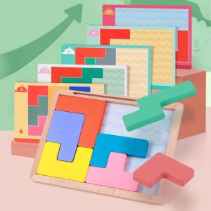 Drewniane puzzle wzór bloki łamigłówki gra z 60 wyzwaniami, rosyjska zabawka do budowania 3D drewniane puzzle w kształcie Tangramu Montessori STEM zabawki edukacyjne prezent dla dzieci dorośli