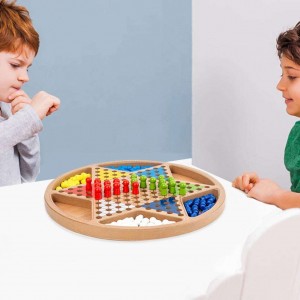 2 w 1 Drewniane chińskie warcaby i Gobang (pięć w rzędzie) Drewniana gra planszowa dla rodziny Klasyczne puzzle i gry stołowe Prezent świąteczny dla dzieci