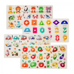 Wooden Educational Montessori Toy Hand Grip Jigsaw Puzzle Kids Baby Early Learning Knob Pegged Puzzle Wooden Toy