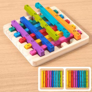 Early Education Colorful Rainbow Wooden Stick Pairing Game Learning Addition Fraction Math Arithmetic Wooden Toy