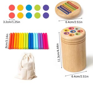 Kids Montessori Educational Toy 2 in 1 Coin Box Color Counting Stick Classification Cup 3+ Ages Early Education Wooden Toys