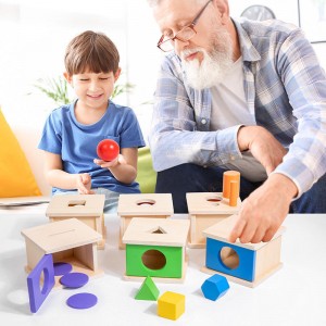 Montessori Educational Toys-Wood Matching Boxes for Early Childhood Kids’ Learning Aids Color & Shape Teaching