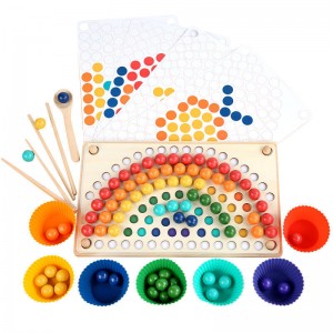 Juego de cuentas de tablero de clavijas de madera, rompecabezas de clasificación de colores, juguetes artísticos apilables para niños pequeños, juguete para contar para niños, juegos educativos Montessori para aprendizaje de matemáticas, gran regalo para niñas y niños