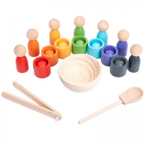 Rainbow Balls in Cups Montessori Toy Wooden Sorter Game 7 Balls 30 mm Age 1+ Color Sorting and Counting Preschool Learning Education