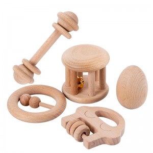 Wooden Rattles Maracas Baby Toys 6 Months-Organic Eco Toys for Infant Grasping Teething Natural Tether Musical Instrument Shaker Sensory Brain Development Newborn Birth Gift for Boys Girls