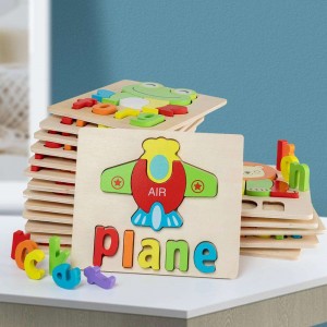 Holzpuzzles Kleinkindspielzeug für Kinder im Alter von 1 2 3 Jahren Jungen Mädchen Kleinkindpuzzles Montessori-Spielzeug Umweltfreundliche Kindergeschenke mit Tierform Alphabet Rechtschreibrätsel Vorschul-Lernspielzeug