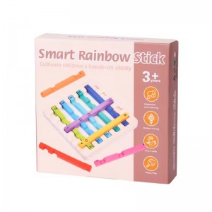Early Education Colorful Rainbow Wooden Stick Pairing Game Learning Addition Fraction Math Arithmetic Wooden Toy