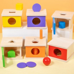 Montessori Educational Toys-Wood Matching Boxes for Early Childhood Kids’ Learning Aids Color & Shape Teaching