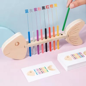 Wooden Fish Bone Stick Matching Puzzle Toy Color & Quantity Recognition Early Kindergarten Kids Montessori Educational Toy