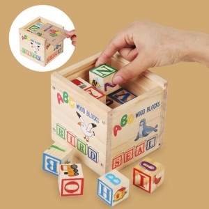 Wooden Building Block for Children Alphabet Learning Shape Recognition Animal Cognition Montessori ABC Toys for Kids Ages 3-5