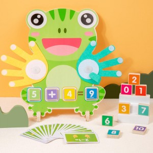 Montessori Children’s Wooden Frog Finger Counting Math Board Game Educational Teaching Aids Learning Gift Math Toys