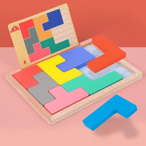Drewniane puzzle wzór bloki łamigłówki gra z 60 wyzwaniami, rosyjska zabawka do budowania 3D drewniane puzzle w kształcie Tangramu Montessori STEM zabawki edukacyjne prezent dla dzieci dorośli
