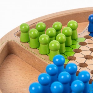 2 w 1 Drewniane chińskie warcaby i Gobang (pięć w rzędzie) Drewniana gra planszowa dla rodziny Klasyczne puzzle i gry stołowe Prezent świąteczny dla dzieci