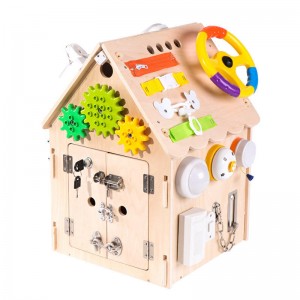 Casa ocupată din lemn Montessori Abilități de viață de bază și antrenament motric fin pentru copii, educație preșcolară și învățare Tabla ocupată, jucării pentru jocuri senzoriale, cadouri mari pentru băieți și fete