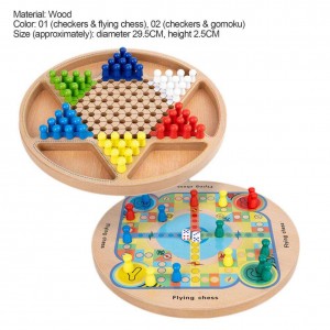 2 w 1 Drewniane chińskie warcaby i Gobang (pięć w rzędzie) Drewniana gra planszowa dla rodziny Klasyczne puzzle i gry stołowe Prezent świąteczny dla dzieci