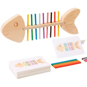 Wooden Fish Bone Stick Matching Puzzle Toy Color & Quantity Recognition Early Kindergarten Kids Montessori Educational Toy