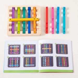 Early Education Colorful Rainbow Wooden Stick Pairing Game Learning Addition Fraction Math Arithmetic Wooden Toy