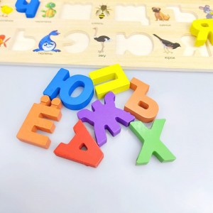 Russian Alphabet Wooden Puzzles for Toddlers 3D Russian Letter Blocks Matching Toy Hand Grip Puzzle Game Russian Language Learning Toy
