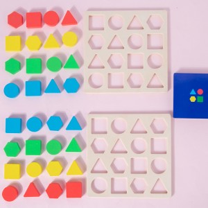 Montessori Wooden Geometric Matching Building Blocks Educational Toys Baby Children Shape Color Early Education Enlightenment Parent-Child Interactive Two-Person Match Board Game Building Toys