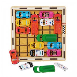 Wooden Early Education Puzzle Toys Wooden Car Huarong Road Intelligent Reverse Parking Toys Focus Logical Thinking Mathematical Maze Toys