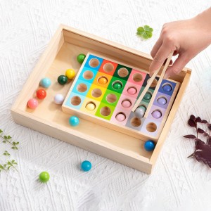 Montessori Drewniana zabawka do wczesnej edukacji Gradient wielu kolorów Klasyfikacja kolorów Dopasowywanie koralików Gra Rozpoznawanie kolorów Ręka dla dzieci Koordynacja oka Zabawka Świąteczny prezent urodzinowy