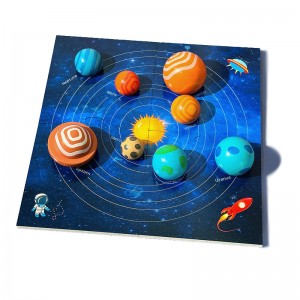 Wooden Solar System Planetary Model Toy Eight Major Galaxy Puzzle Cognitive Board Large Particle Building Blocks 3D Planetary Body – Early Education Puzzle Toy For Ages 3-6 Christmas Gift