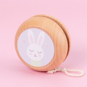 Wooden Fun Yo-Yo Ball Toy Cartoon Patterned Colorful Spinning Yoyo Ball Toy Early Education Puzzle Reaction Training Cute Little Gift with Hand Gifts