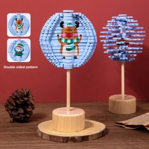 Nowa drewniana obrotowa zabawka dekompresyjna Lollipop – dwustronny wzór z motywem bożonarodzeniowym Puzzle z twarzą – zabawne dekoracje świąteczne Prezenty świąteczne