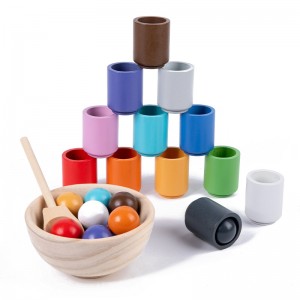 Ballen in kopjes Montessori speelgoed Vroeg educatief houten matchspel Peuter Kleursorteerspeelgoed Houten sorteerspel om te leren Kleuren sorteren en tellen
