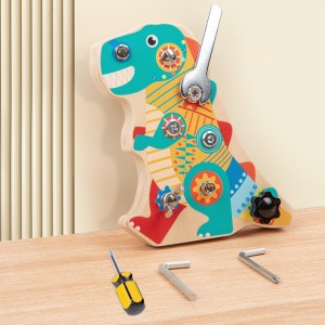 Juego de tablero de destornilladores Montessori para niños Dinosaurios Juguetes Montessori para mayores de 3 años Tablero ocupado de madera para niños pequeños y niños Juguetes de habilidades motoras finas Juguete sensorial educativo