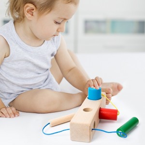Wooden Stake Threading Lacing Toys Wood Block Puzzle Montessori Fine Motor Skills Toys Car Airplane Travel Game Early Learning Educational Gift for 3 4 5 Years Old Children Kids