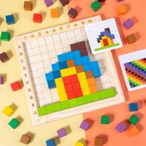 Wooden Early Education Cognitive Children Learning Aids Rainbow Color Cube Building Blocks Counting Blocks Educational Toys Jigsaw Puzzle Board Building Blocks Stacking Sorting Cognitive Toys