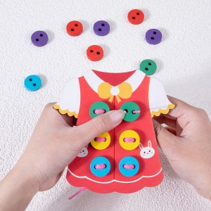 Wooden Children’s Early Education Puzzle Toys Fun Parent-Child Interaction Versatile Clothing Rope Tied Shoelaces Button Toys Hands-On Ability Hand Eye Coordination Exercise