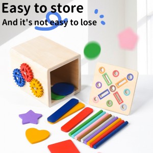 OEM New Wooden Puzzle Toy, Square Box Color Classification Gear Design Three In One Double Cover Multi Style Wooden Stick, Hand Eye Coordination, Excellent Birthday Gift
