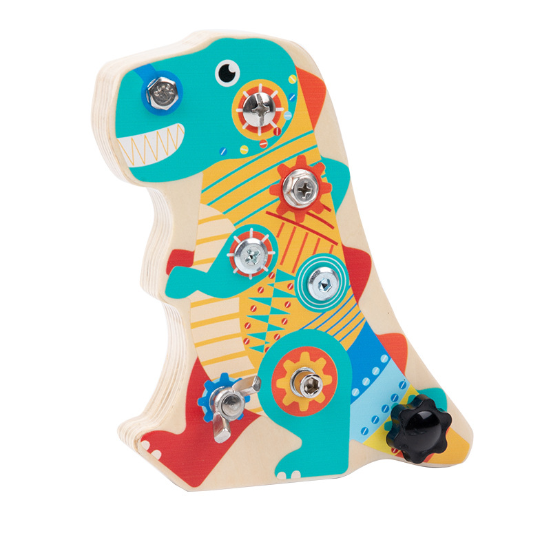 Juego de tablero de destornilladores Montessori para niños Dinosaurios Juguetes Montessori para mayores de 3 años Tablero de madera para niños pequeños y niños Juguetes de motricidad fina Juguete sensorial educativo Imagen destacada