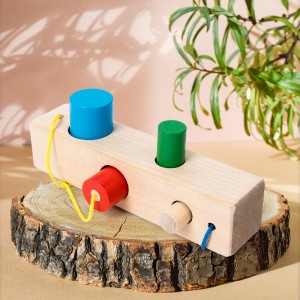 Wooden Stake Threading Lacing Toys Wood Block Puzzle Montessori Fine Motor Skills Toys Car Airplane Travel Game Early Learning Educational Gift for 3 4 5 Years Old Children Kids