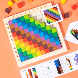 Wooden Early Education Cognitive Children Learning Aids Rainbow Color Cube Building Blocks Counting Blocks Educational Toys Jigsaw Puzzle Board Building Blocks Stacking Sorting Cognitive Toys