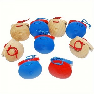 Castañuelas de madera para dedos para niños, juguetes musicales para niños con cuerda elástica para sujetar fácilmente, instrumentos musicales fáciles de tocar para regalos de fiesta infantiles y rellenos de piñatas