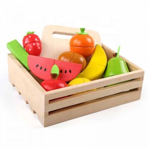 مجموعة قطع الفاكهة - ملحقات المطبخ الخشبية للعب الطعام، ملحقات لعب تظاهرية متعددة، ألعاب خشبية لتقطيع الفاكهة للأطفال الصغار والأطفال من سن 3 سنوات فما فوق