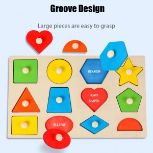 Montessori Early Education Geometry Panel Triangular Square Gripboard Children Matching Three-Dimensional Puzzle Toys Graphic Shape Recognition Christmas Gifts
