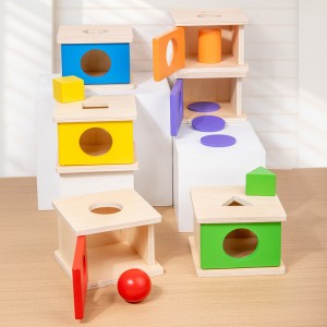 Montessori Educational Toys-Wood Matching Boxes for Early Childhood Kids’ Learning Aids Color & Shape Teaching